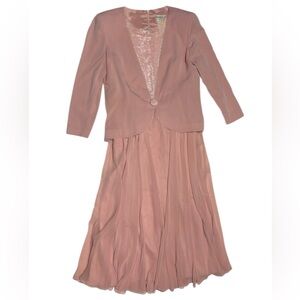 Vintage Daymor Couture Beaded Chiffon Gown Blush Pink Formal Dress Size 16